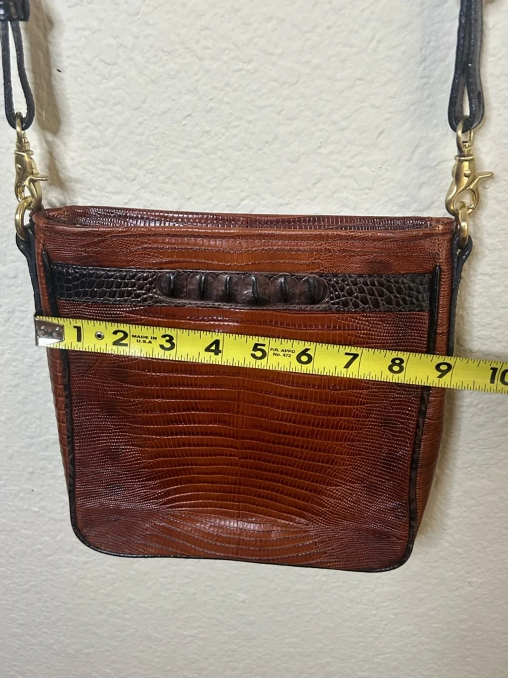 Brahmin Leather Crossbody Bag‎ in Brown Casual Western Festival Rustic Rodeo